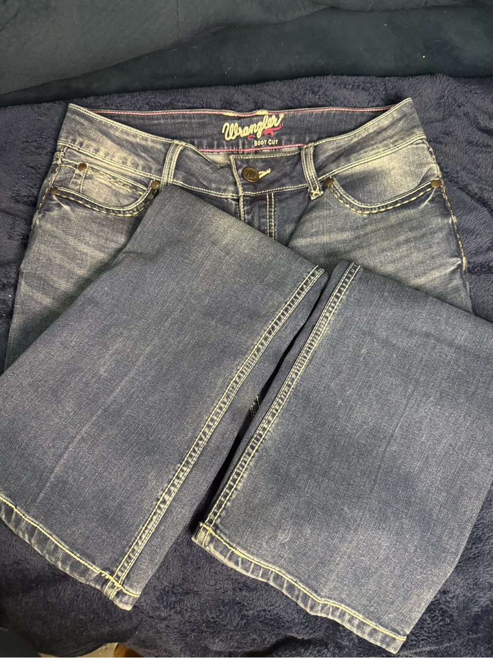 Wrangler Women's Blue Bootcut Jeans with Faded Detailing